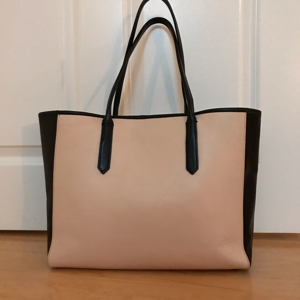J.Crew light blush & black colorblock tartine tote